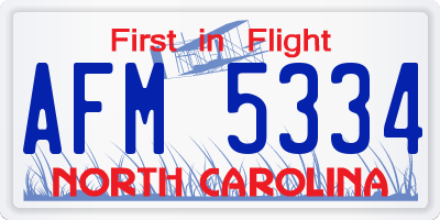 NC license plate AFM5334
