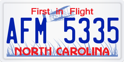 NC license plate AFM5335