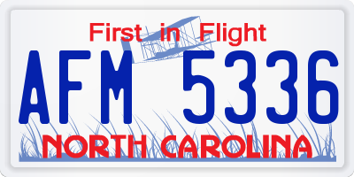 NC license plate AFM5336
