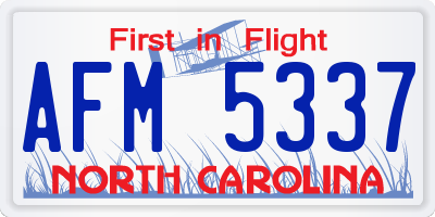 NC license plate AFM5337