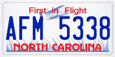 NC license plate AFM5338