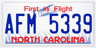 NC license plate AFM5339