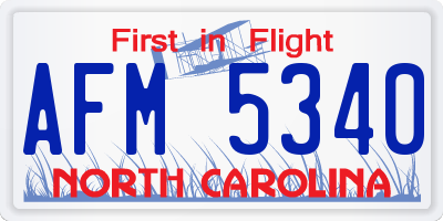 NC license plate AFM5340