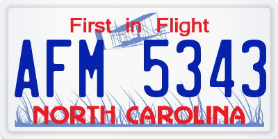 NC license plate AFM5343