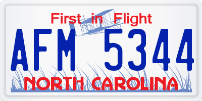 NC license plate AFM5344
