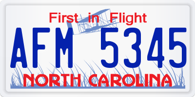 NC license plate AFM5345