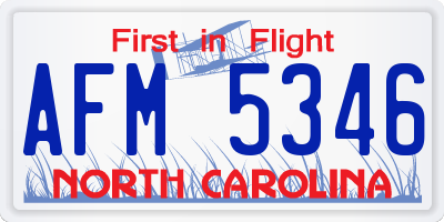 NC license plate AFM5346