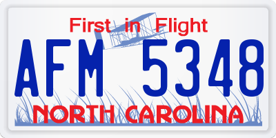 NC license plate AFM5348