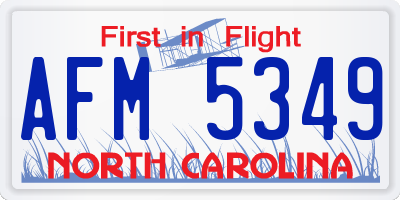 NC license plate AFM5349