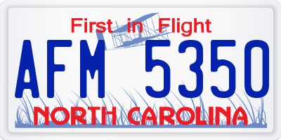 NC license plate AFM5350