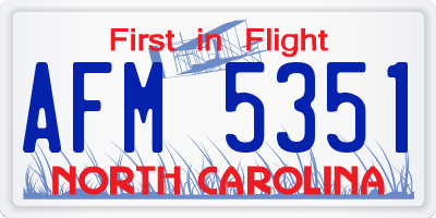 NC license plate AFM5351