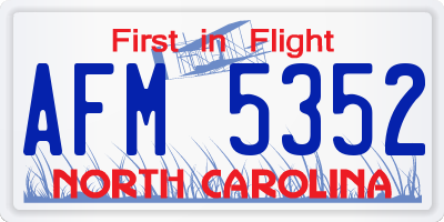 NC license plate AFM5352