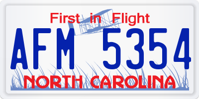 NC license plate AFM5354