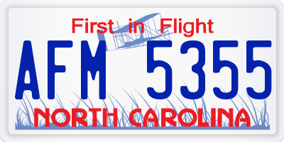 NC license plate AFM5355
