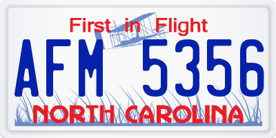 NC license plate AFM5356