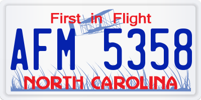 NC license plate AFM5358
