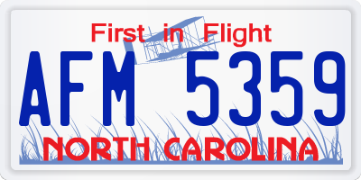 NC license plate AFM5359