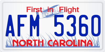 NC license plate AFM5360