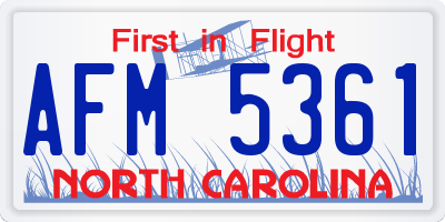 NC license plate AFM5361