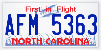 NC license plate AFM5363