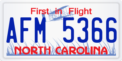 NC license plate AFM5366