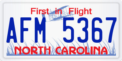 NC license plate AFM5367