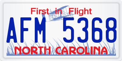 NC license plate AFM5368