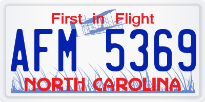 NC license plate AFM5369