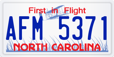 NC license plate AFM5371