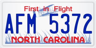 NC license plate AFM5372