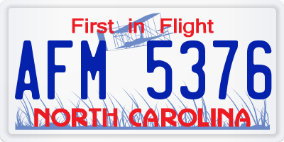NC license plate AFM5376