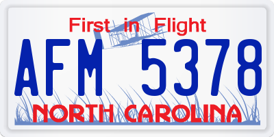 NC license plate AFM5378