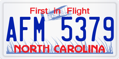 NC license plate AFM5379