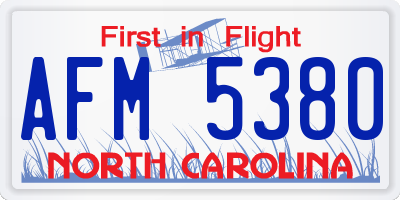 NC license plate AFM5380