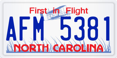 NC license plate AFM5381