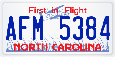 NC license plate AFM5384