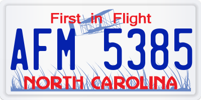 NC license plate AFM5385