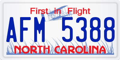 NC license plate AFM5388