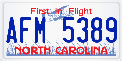 NC license plate AFM5389