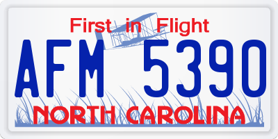 NC license plate AFM5390