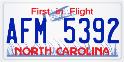 NC license plate AFM5392