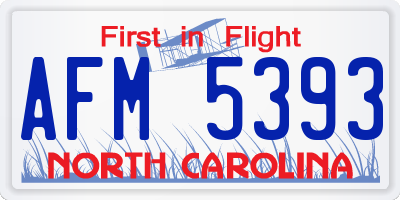 NC license plate AFM5393