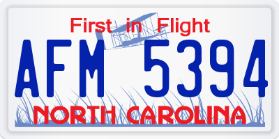 NC license plate AFM5394