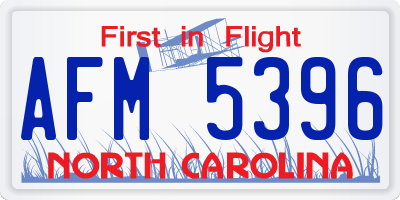 NC license plate AFM5396