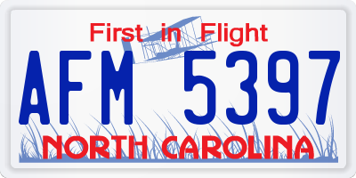 NC license plate AFM5397