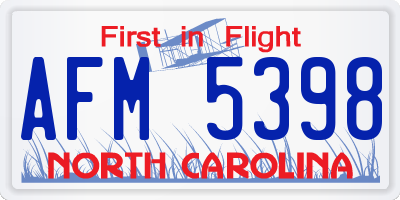 NC license plate AFM5398