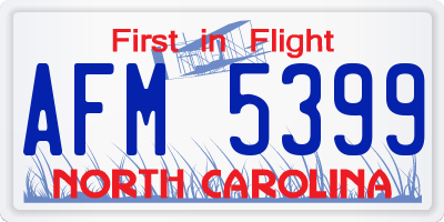 NC license plate AFM5399
