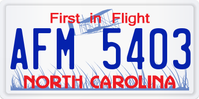 NC license plate AFM5403