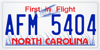 NC license plate AFM5404