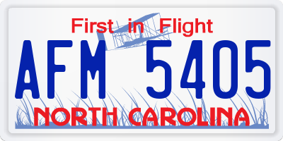 NC license plate AFM5405
